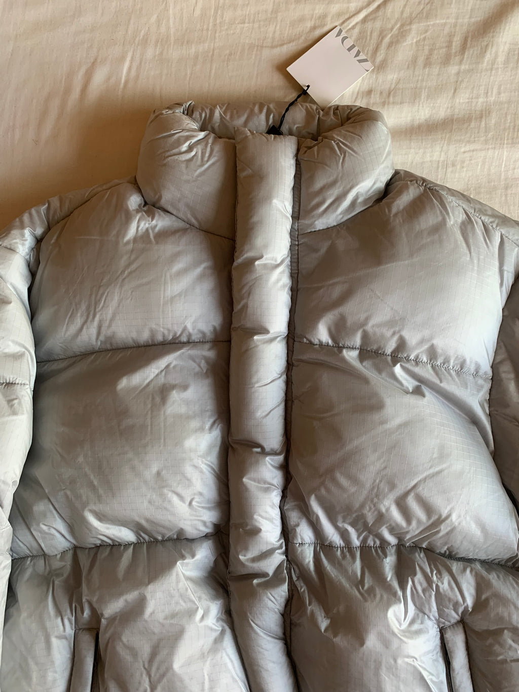 Abrigo Acolchado Zara Gris Plata