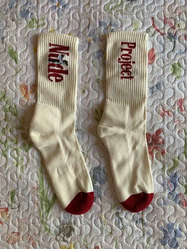 Calcetines Nude Project Racing Beige y Rojo