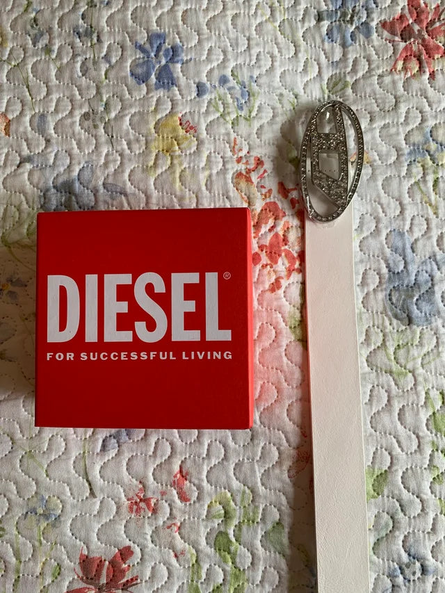 Cinturón Diesel B-1DR Strass Blanco