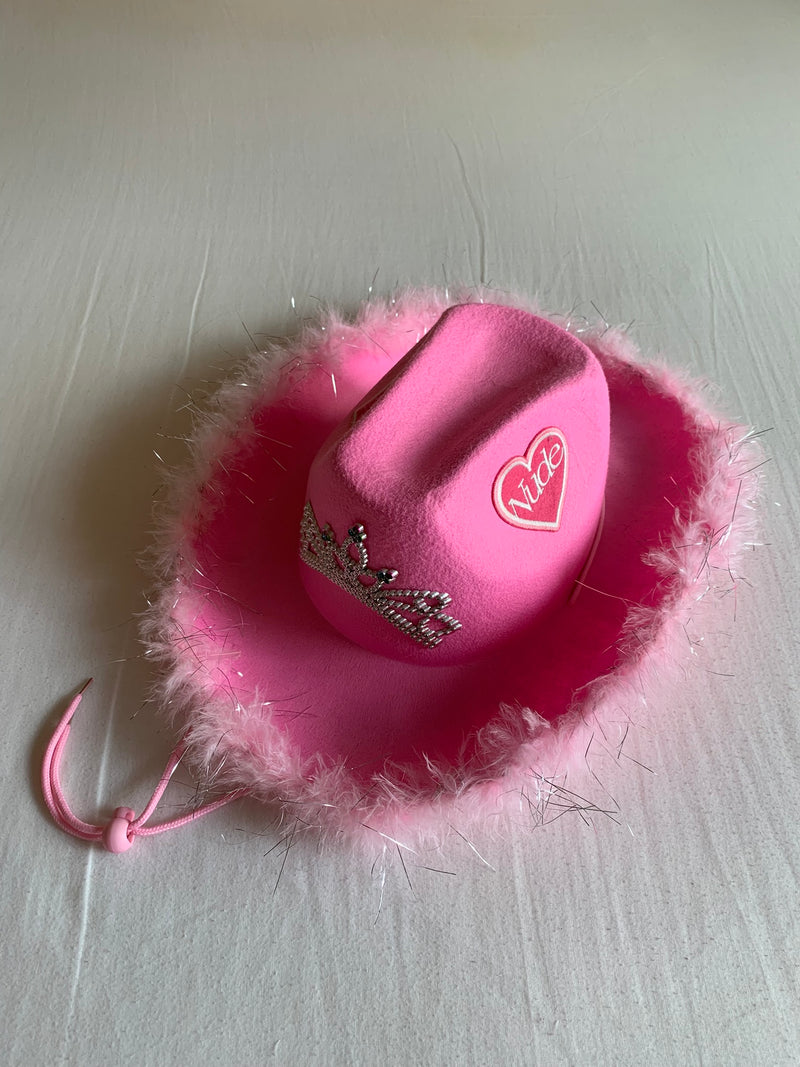 Sombrero Cowboy con Plumas "Rosa"
