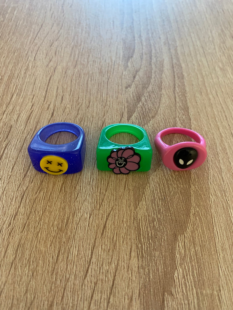 Pack 3 Anillos Resina "Multicolor"