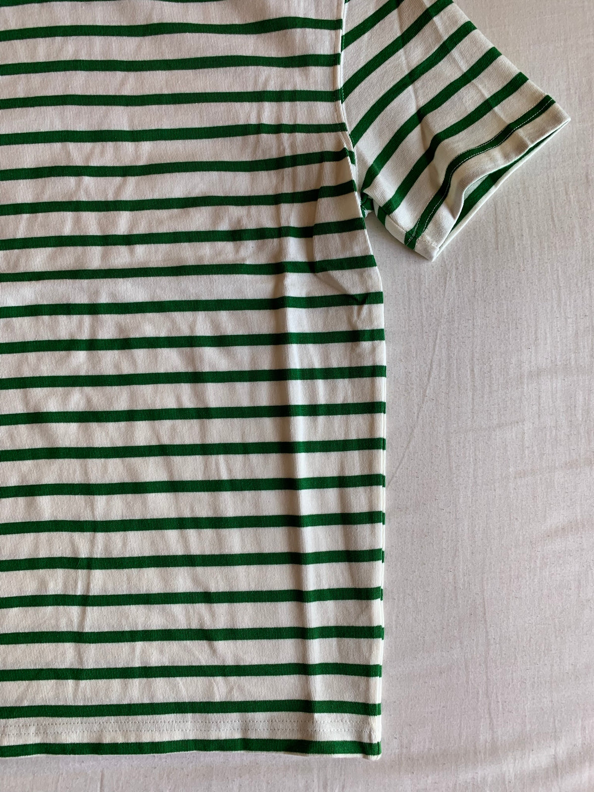 Camiseta Zara Rayas Crudo y Verde