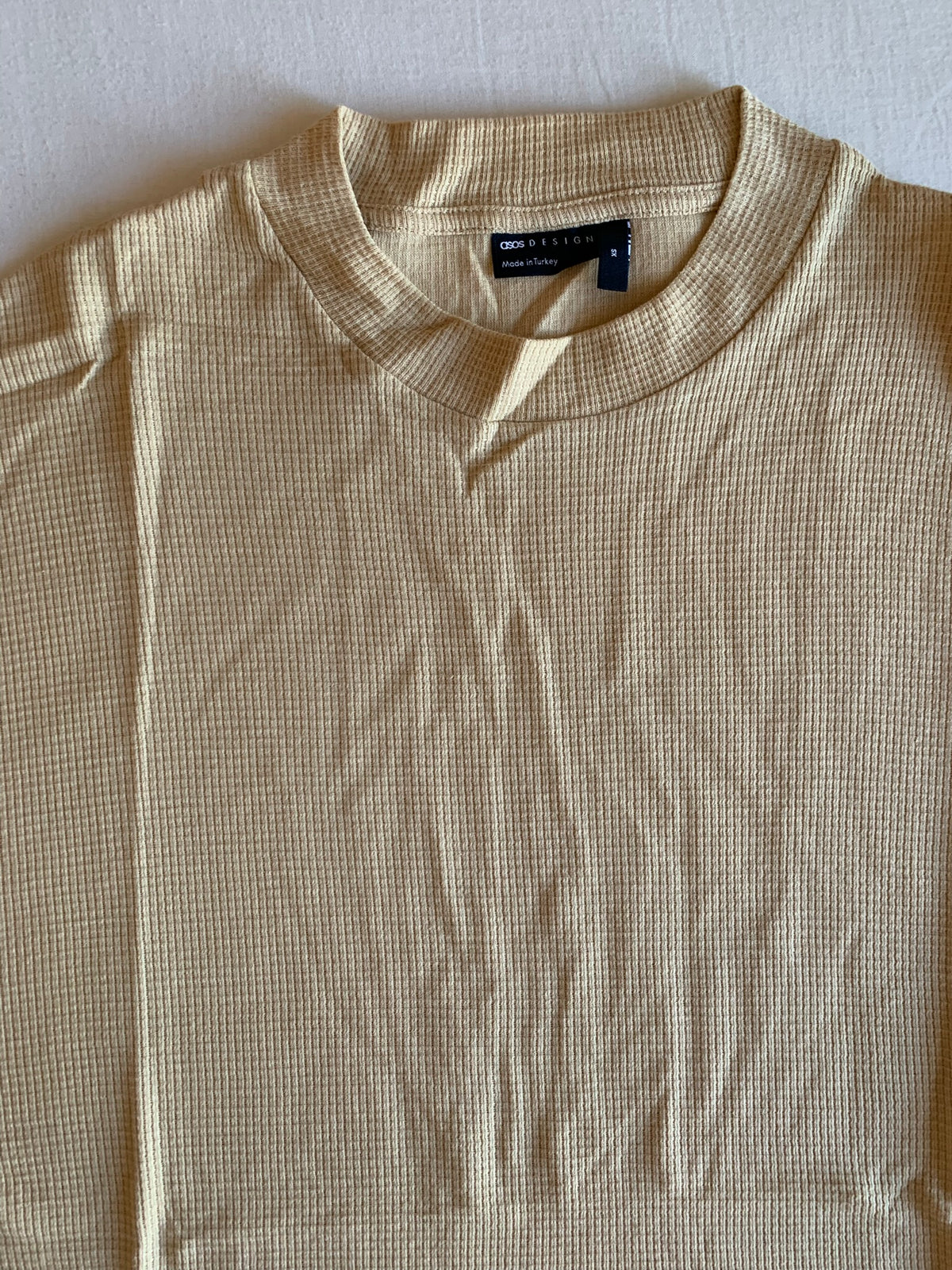 Camiseta ASOS Design Oversize Camel Waffle