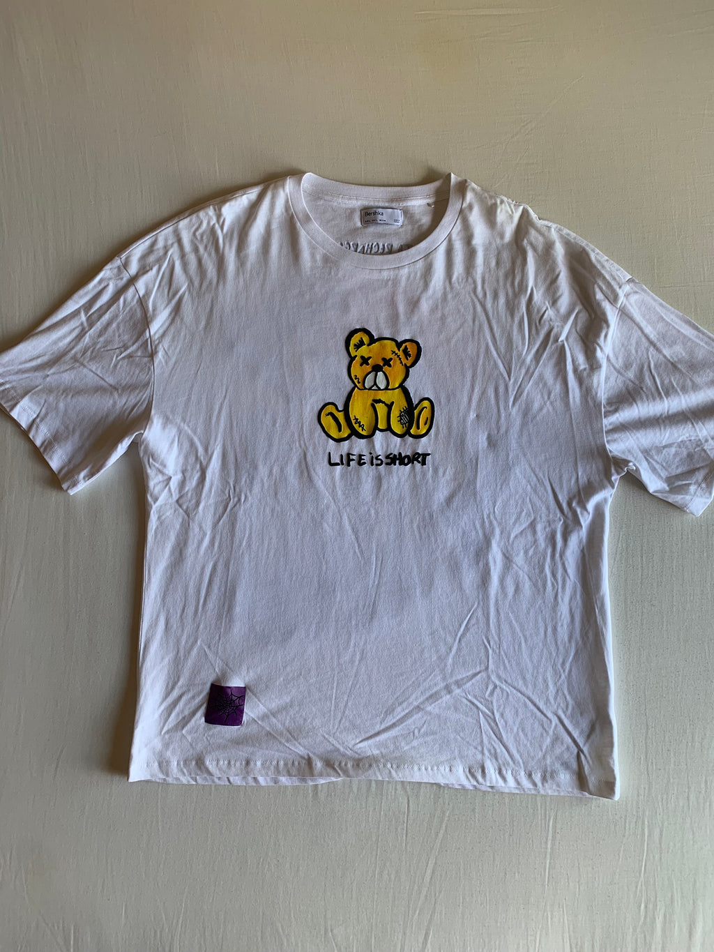 Camiseta Bershka Oversize Life Is Short