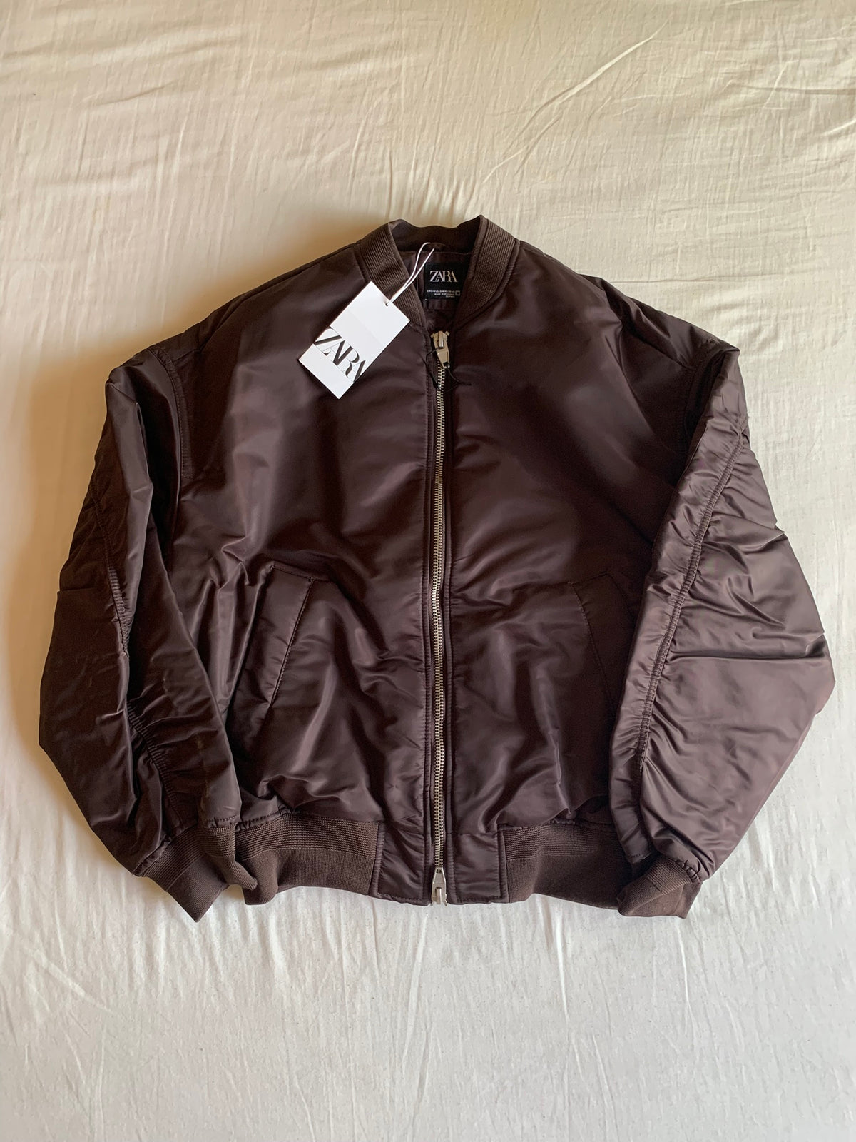 Bomber Zara Nylon Marrón