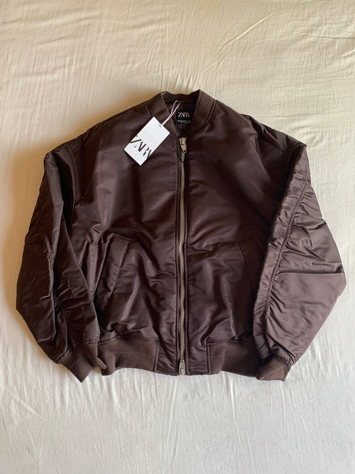 Bomber Zara Nylon Marrón
