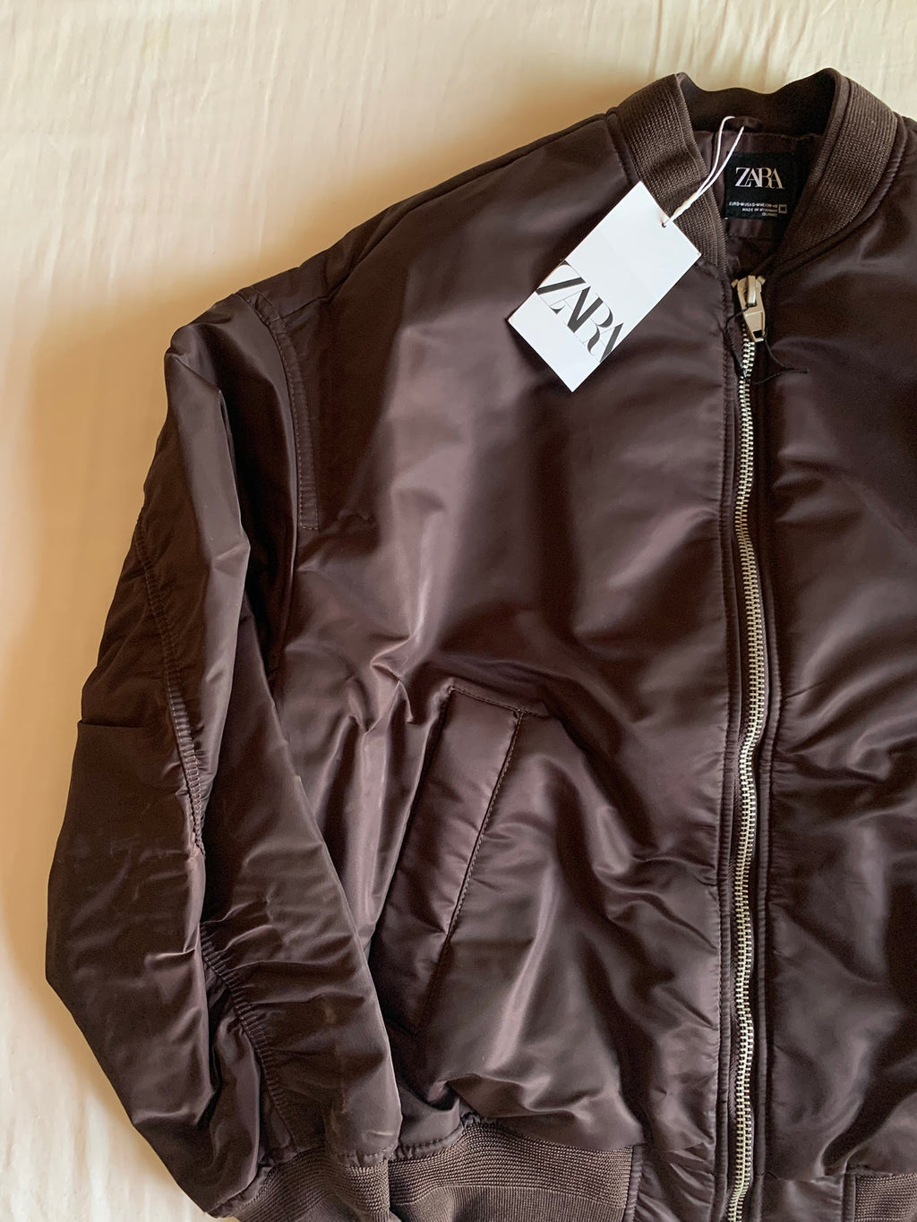 Bomber Zara Nylon Marrón