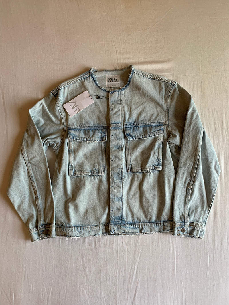 Cazadora Vaquera sin Cuello "Acid Wash"