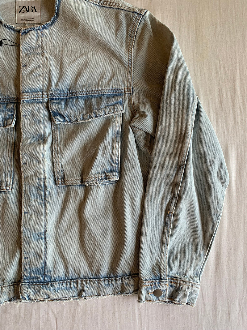 Cazadora Vaquera sin Cuello "Acid Wash"