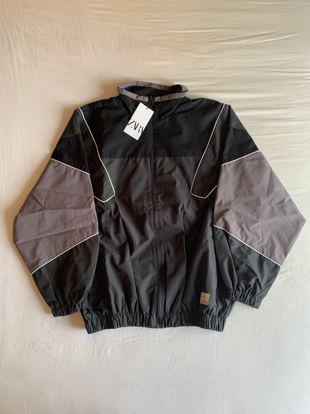 Track Jacket Zara Nylon Colorblock Gris y Malva