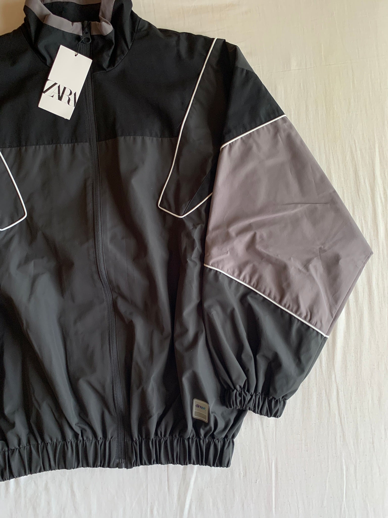 Track Jacket Zara Nylon Colorblock Gris y Malva