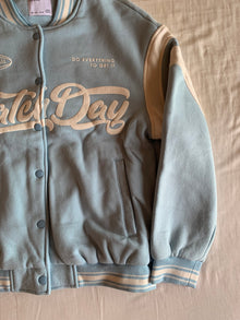 Chaqueta Varsity Bershka Match Day Azul Claro