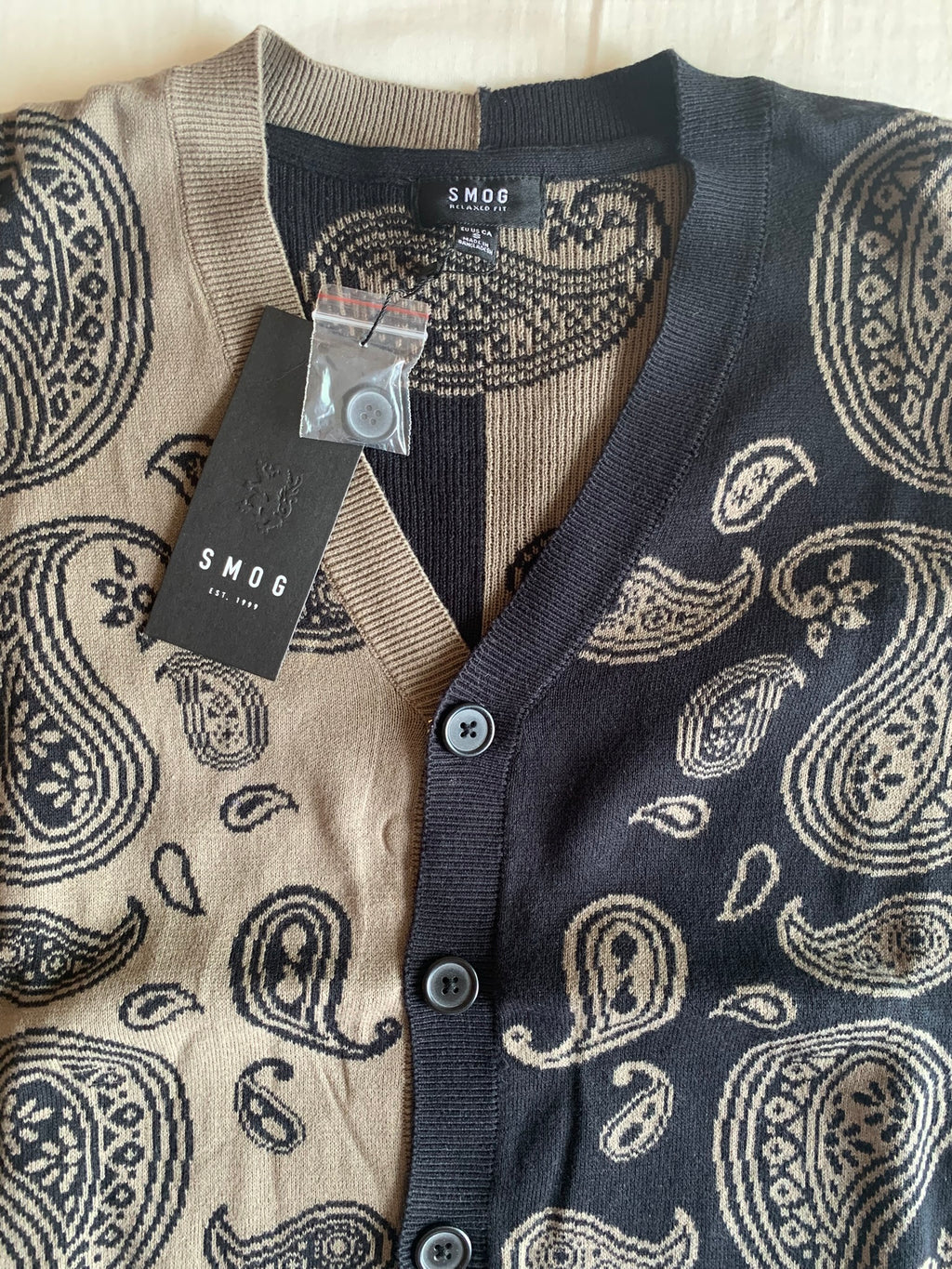 Cárdigan New Yorker Paisley Marrón y Negro