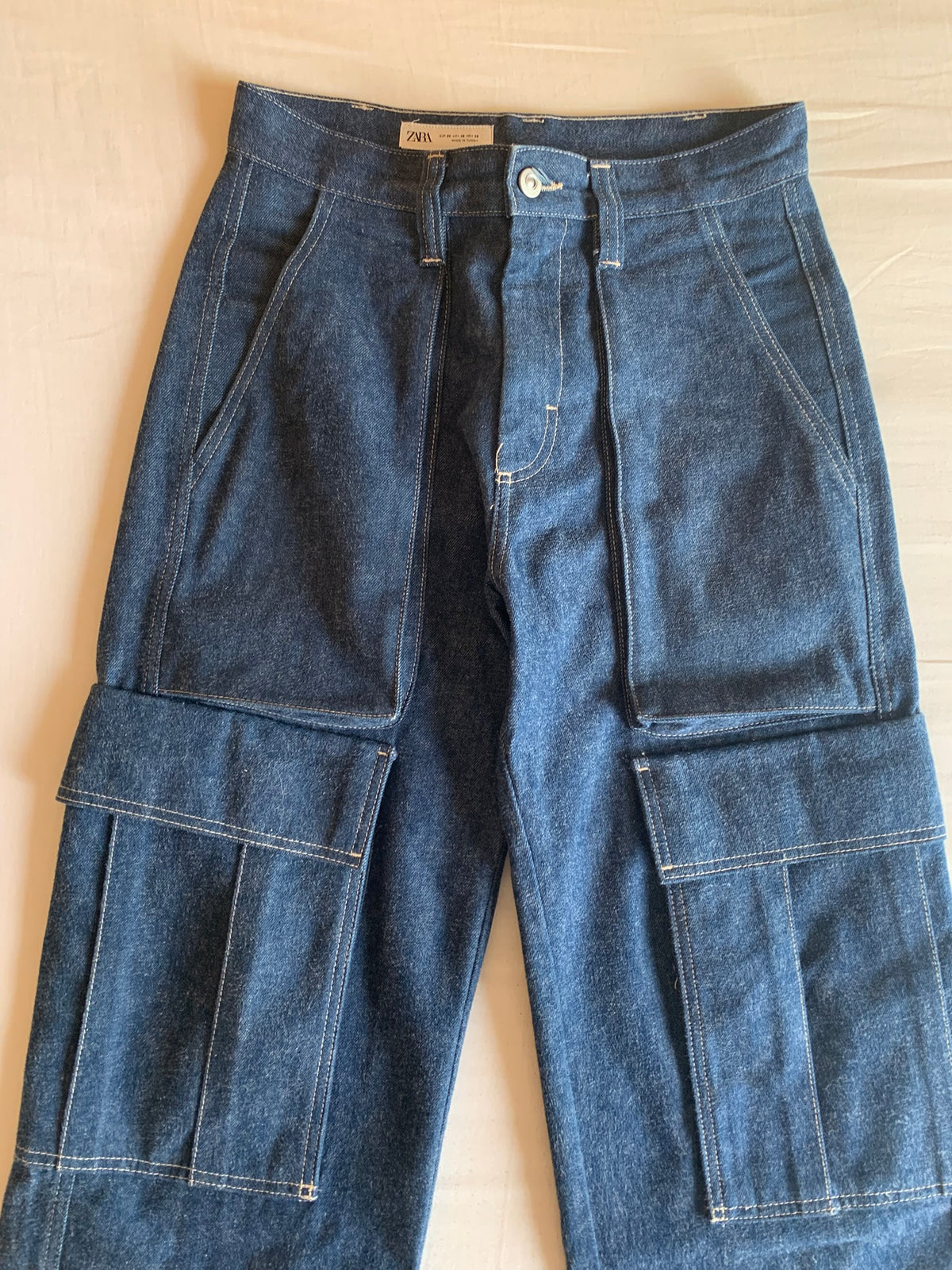 Pantalón Cargo Zara Denim Pierna Ancha