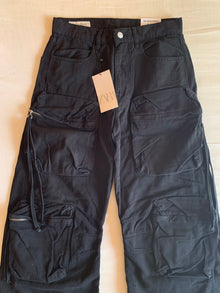 Pantalón Cargo Zara Negro Multibolsillo
