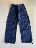 Pantalón Cargo Zara Azul Multibolsillo