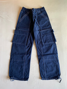 Pantalón Cargo Zara Azul Multibolsillo
