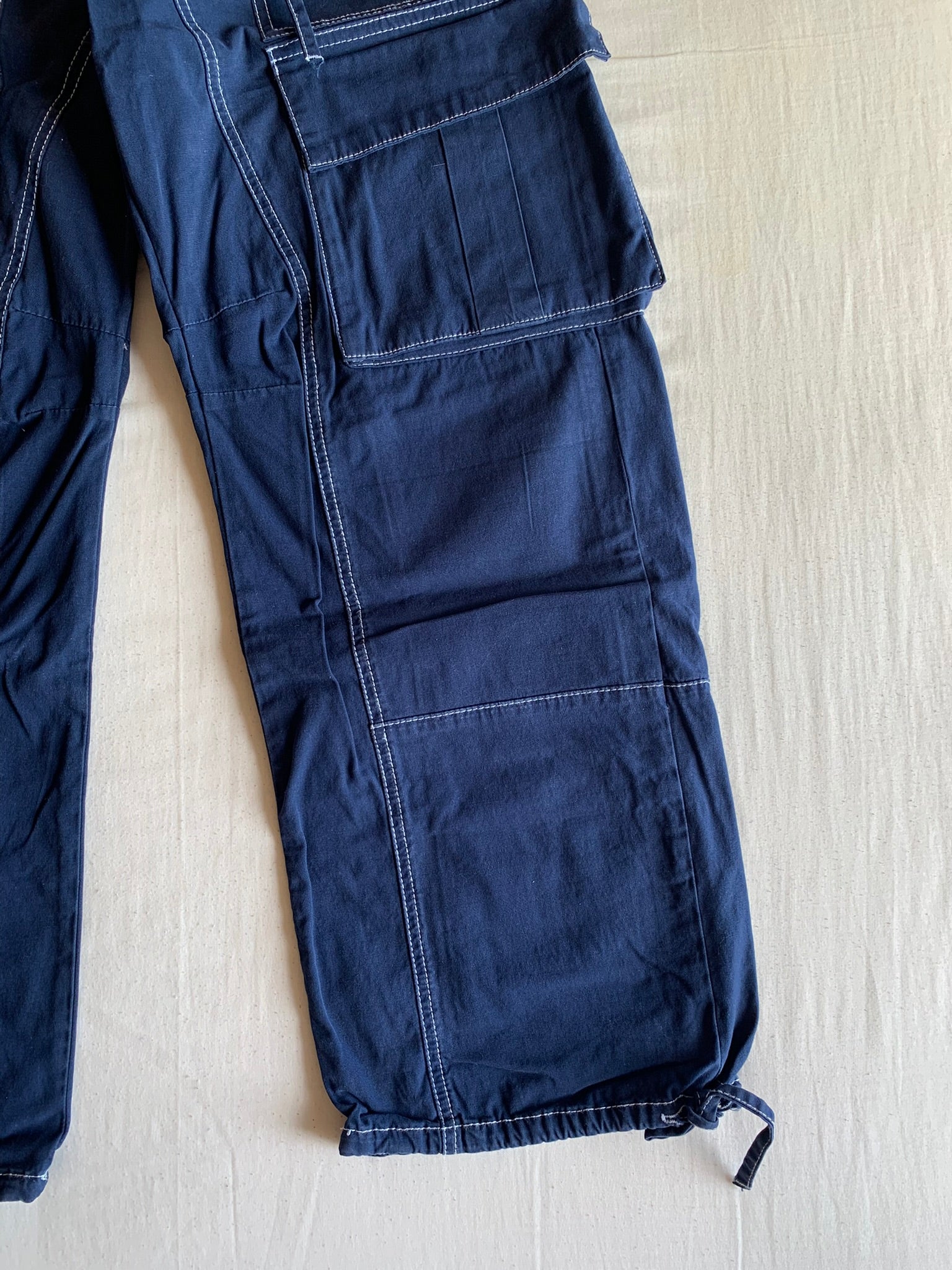 Pantalón Cargo Zara Azul Multibolsillo