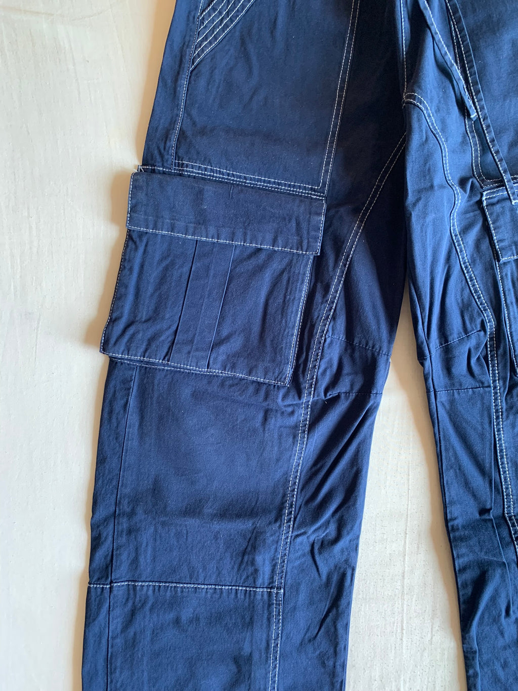 Pantalón Cargo Zara Azul Multibolsillo