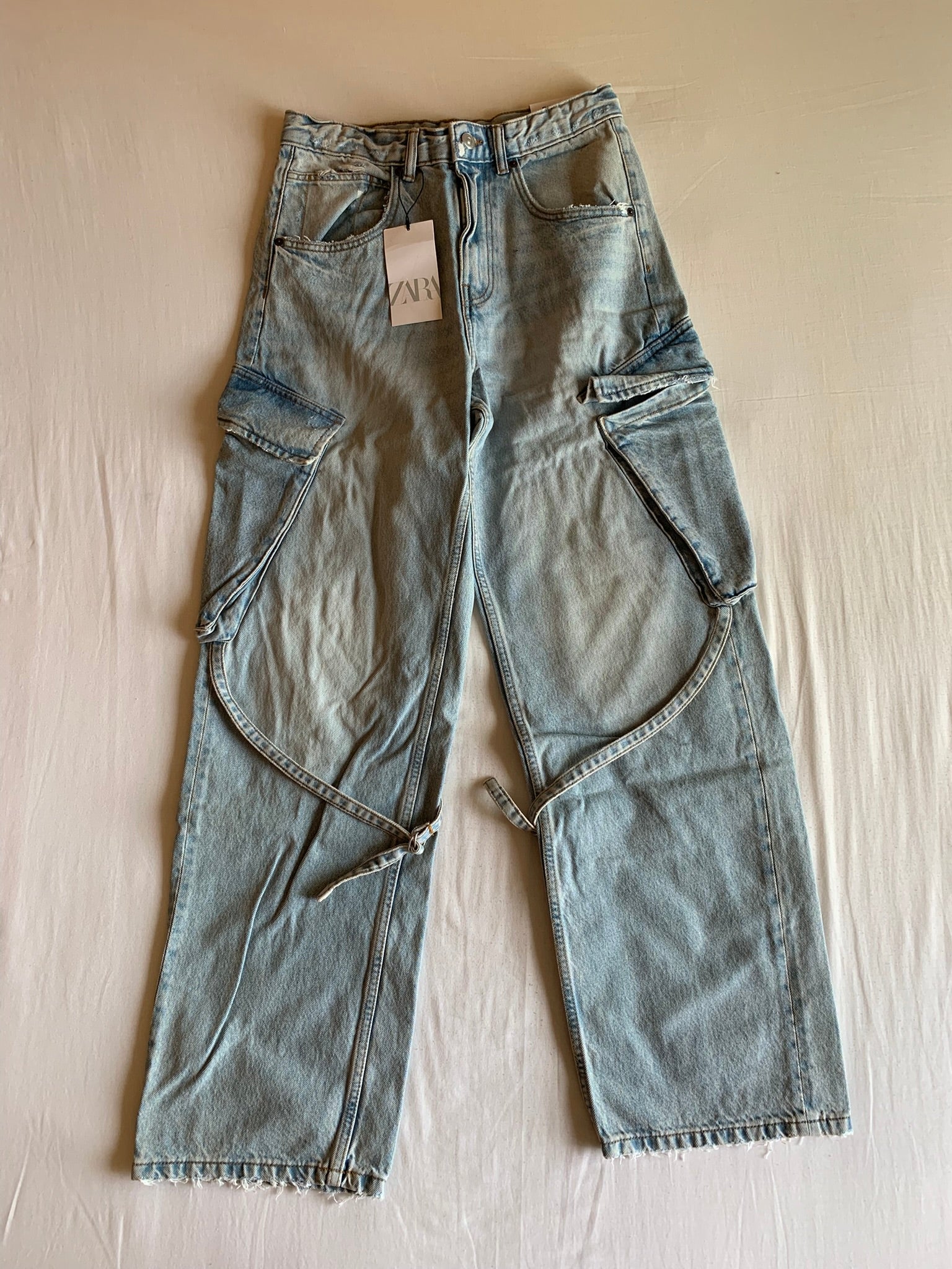 Pantalón Cargo Zara Denim Claro