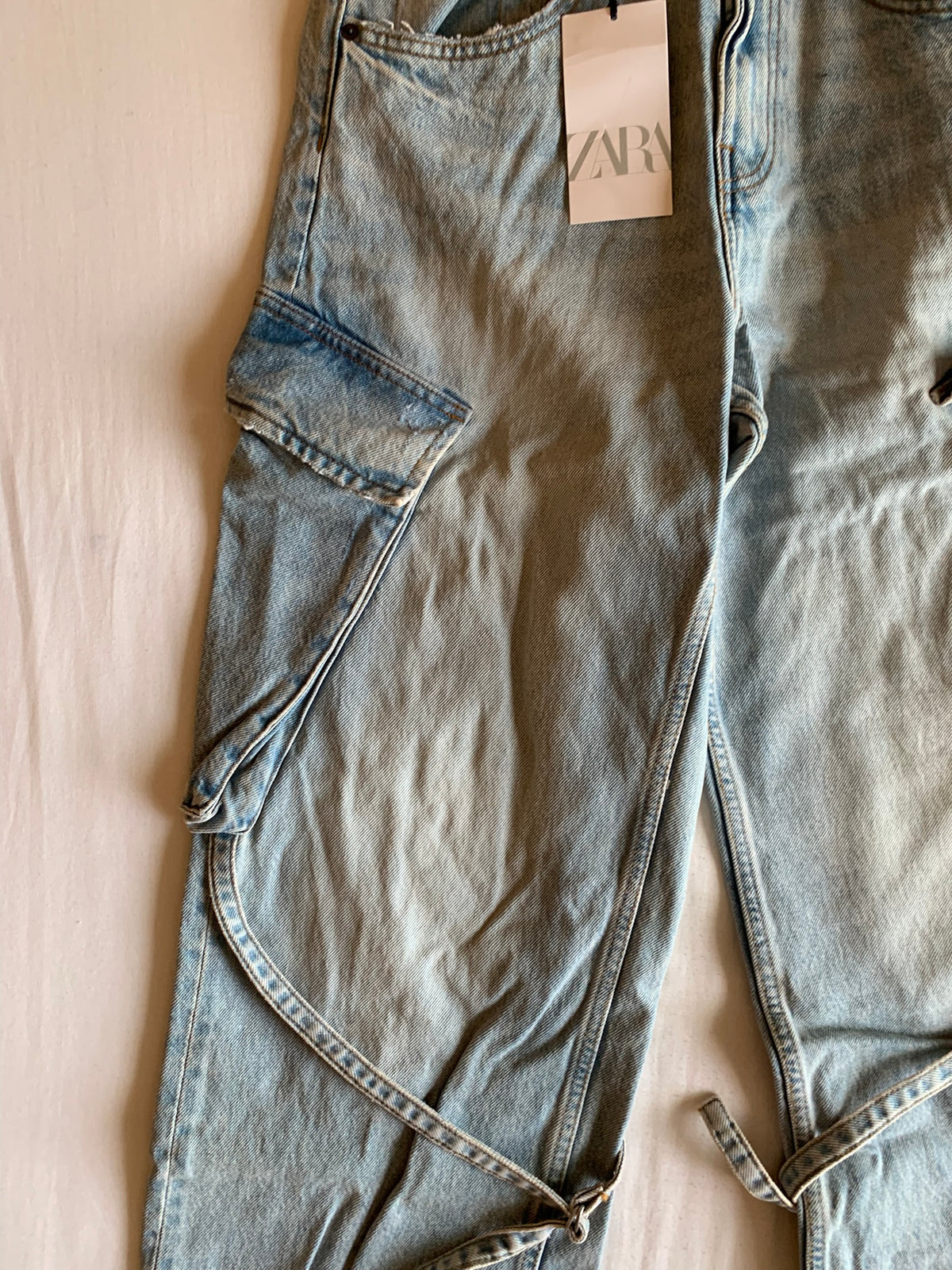 Pantalón Cargo Zara Denim Claro