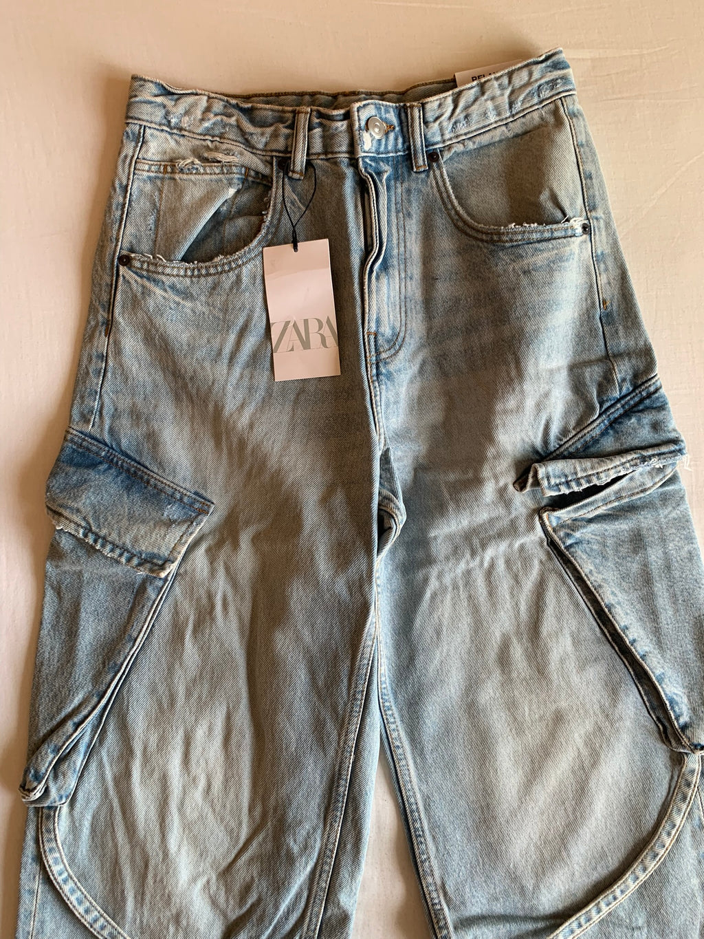 Pantalón Cargo Zara Denim Claro