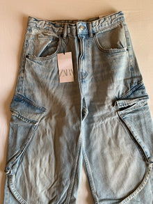 Pantalón Cargo Zara Denim Claro