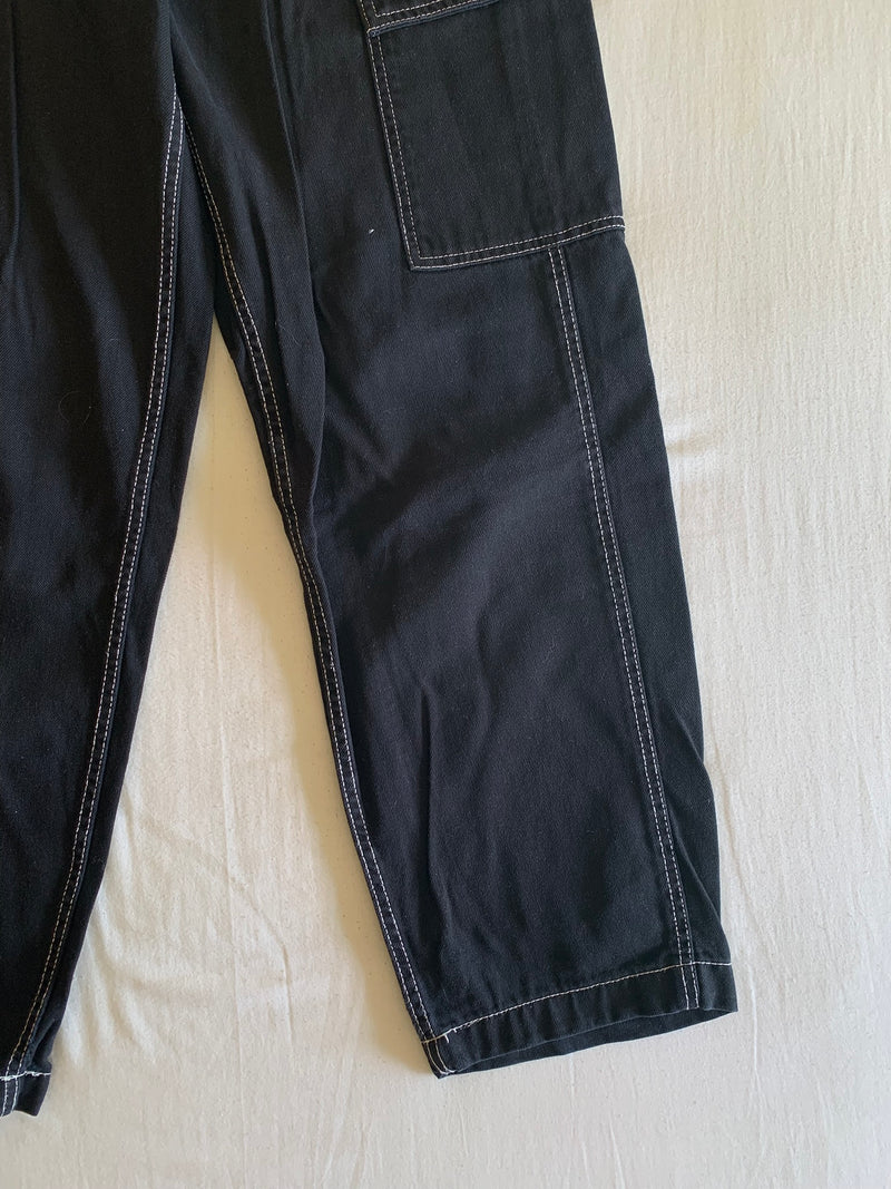 Pantalón Cargo Pespunte Contraste "Negro"