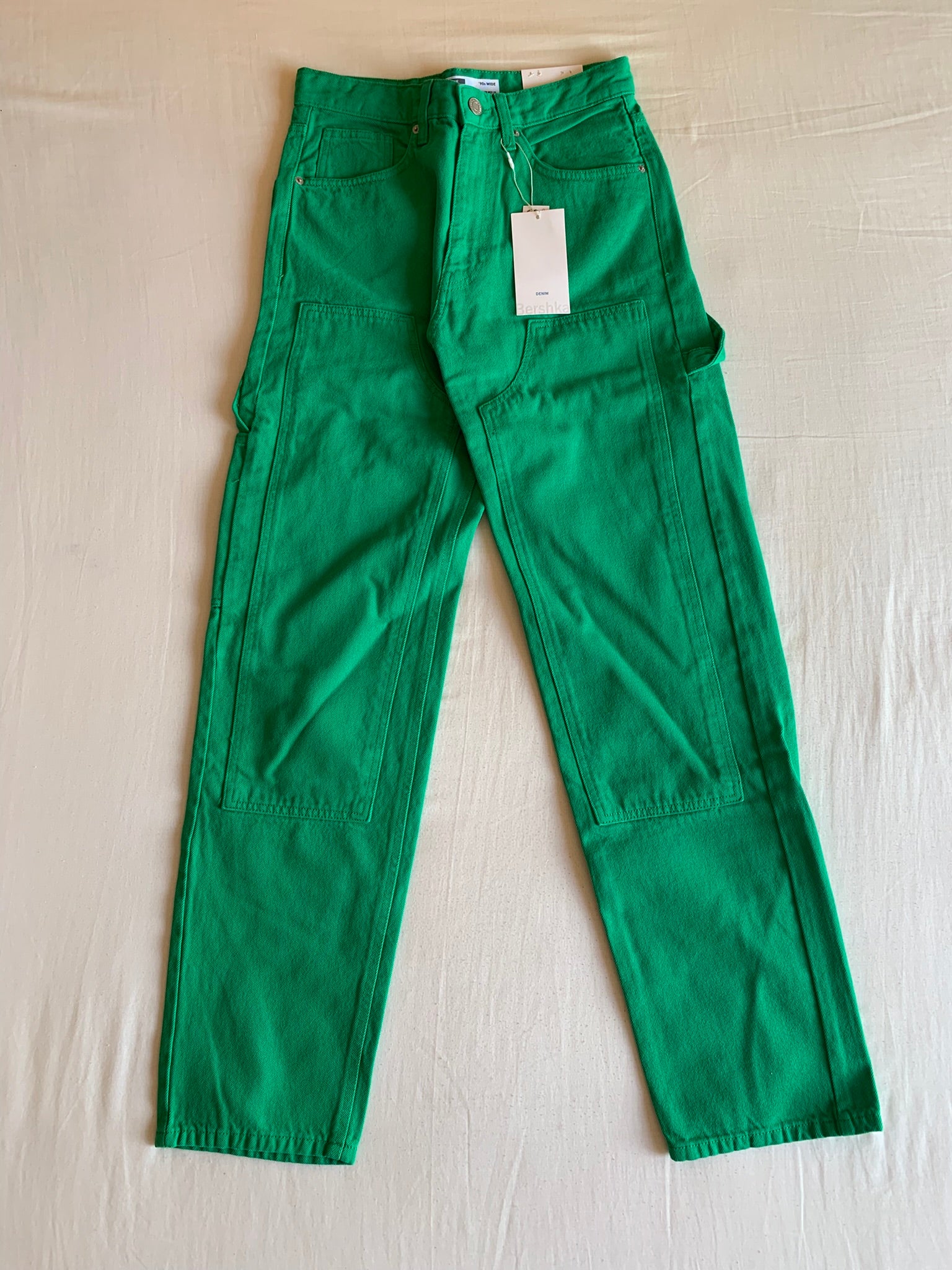 Pantalón Carpenter Bershka Denim Verde 90s