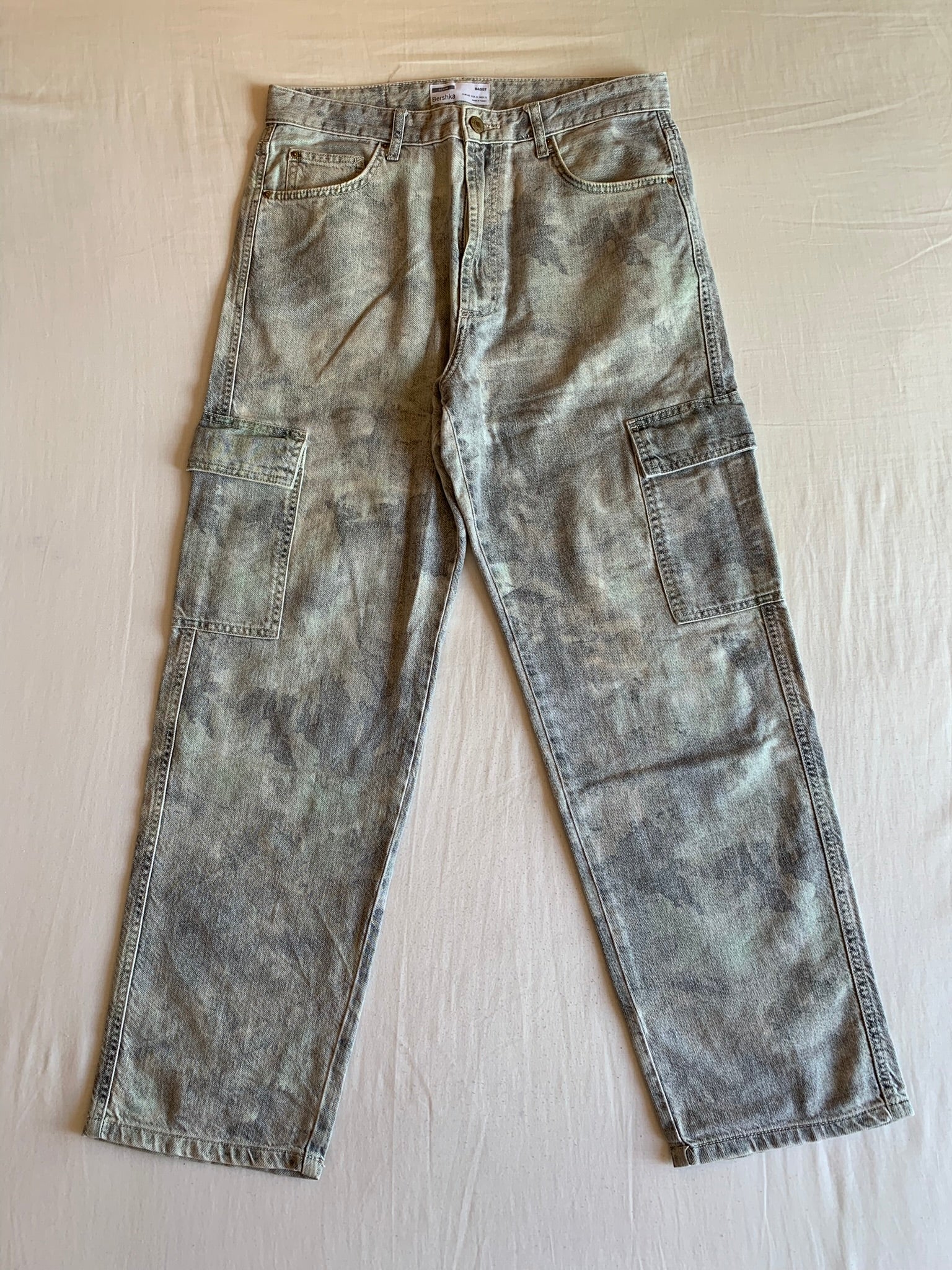 Pantalón Carpenter Bershka Denim Gris Baggy