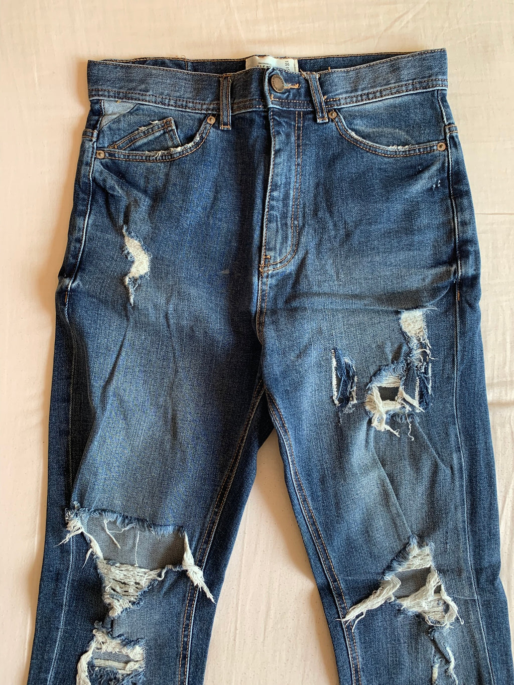Vaquero Pull&Bear Azul Medio Roto