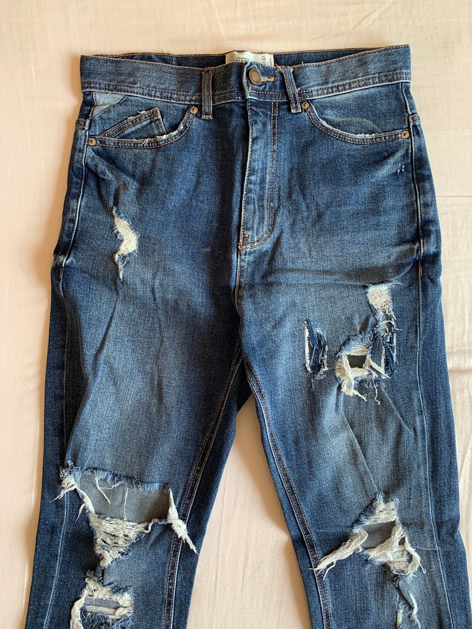 Vaquero Pull&Bear Azul Medio Roto
