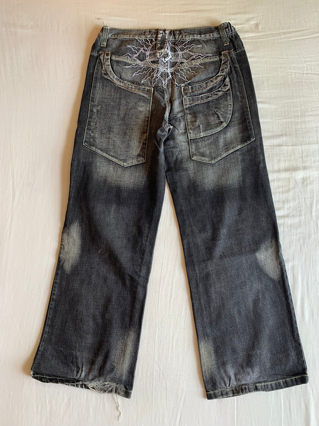 Vaquero El Perro Verde Baggy Gris Bordado