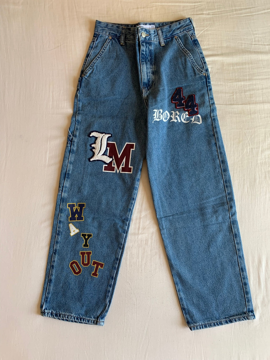 Vaquero Bershka Baggy Parches Varsity