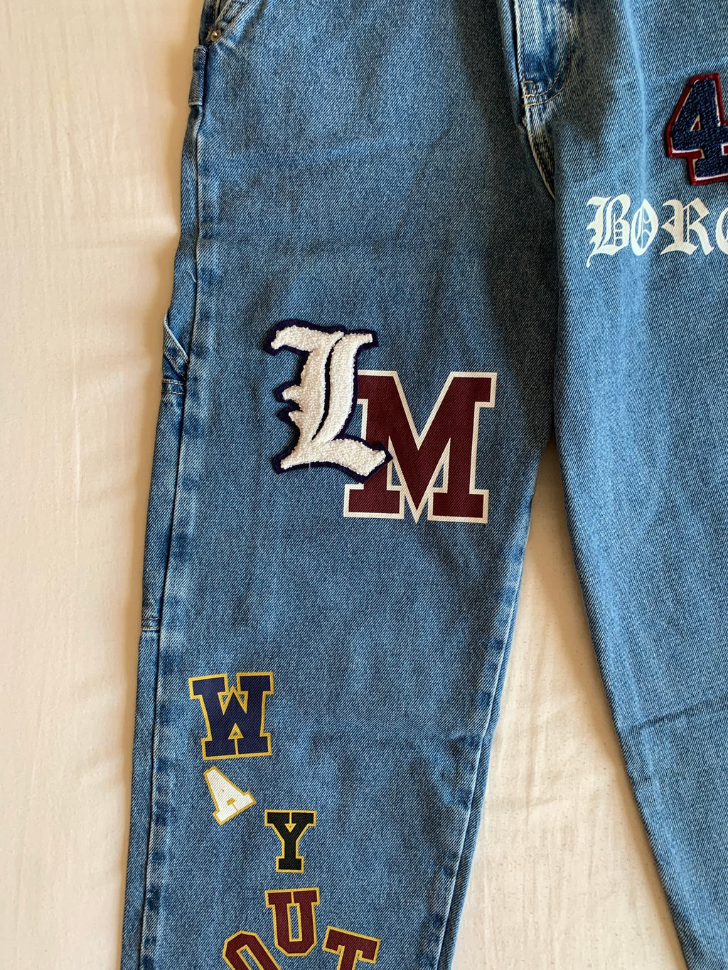 Vaquero Bershka Baggy Parches Varsity