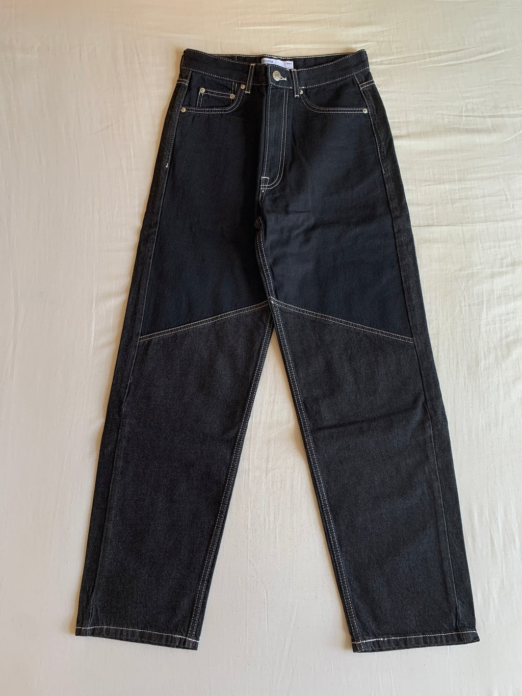 Vaquero Bershka Baggy Gris Pespunte Contraste