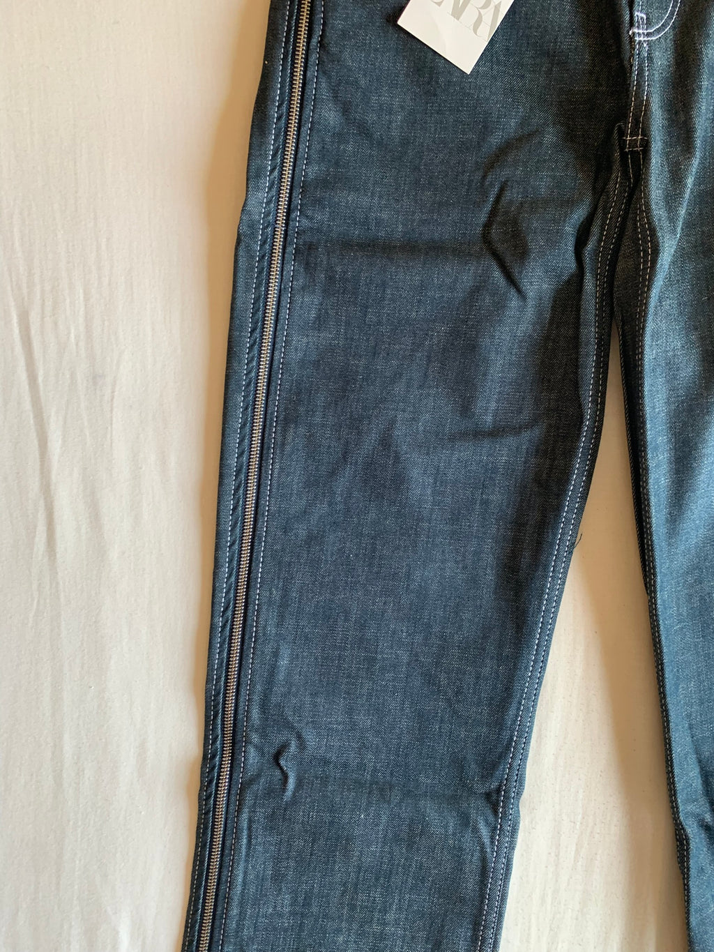Vaquero Zara Azul Oscuro Cremalleras Tobillo