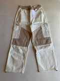 Pantalón Parachute Bershka Colorblock Crudo y Taupe