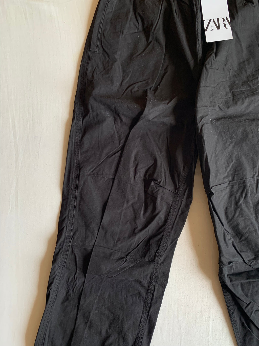 Pantalón Parachute Zara Nylon Negro