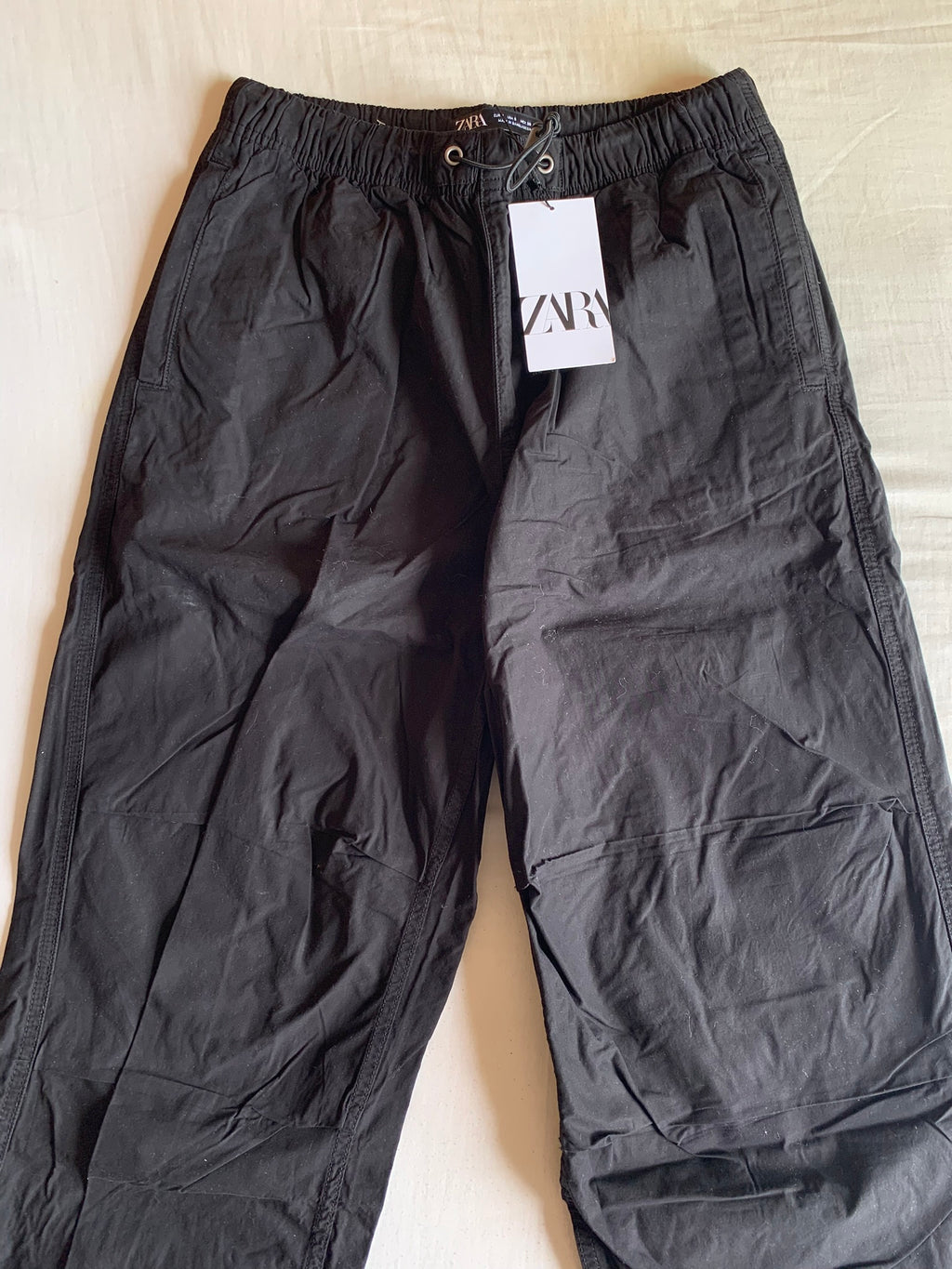 Pantalón Parachute Zara Nylon Negro