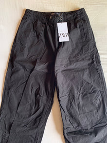 Pantalón Parachute Zara Nylon Negro