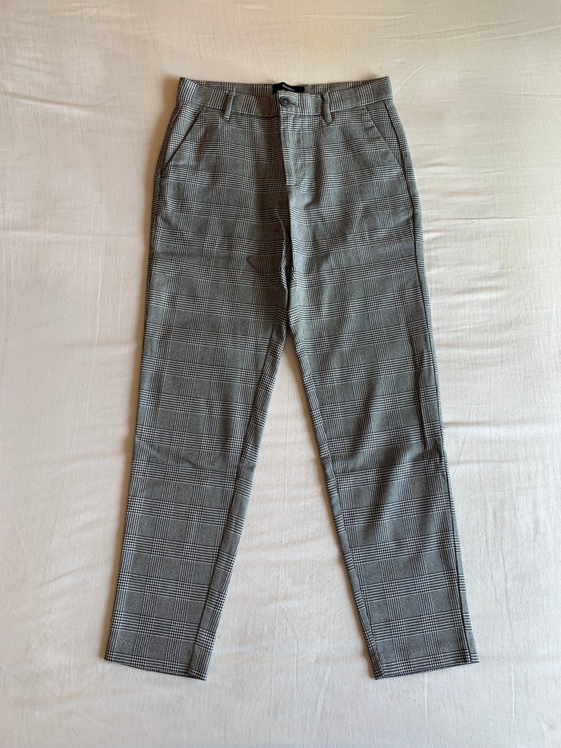Pantalón Cuadros Príncipe de Gales Cropped "Gris"