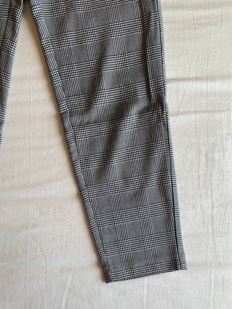 Pantalón Cuadros Príncipe de Gales Cropped "Gris"