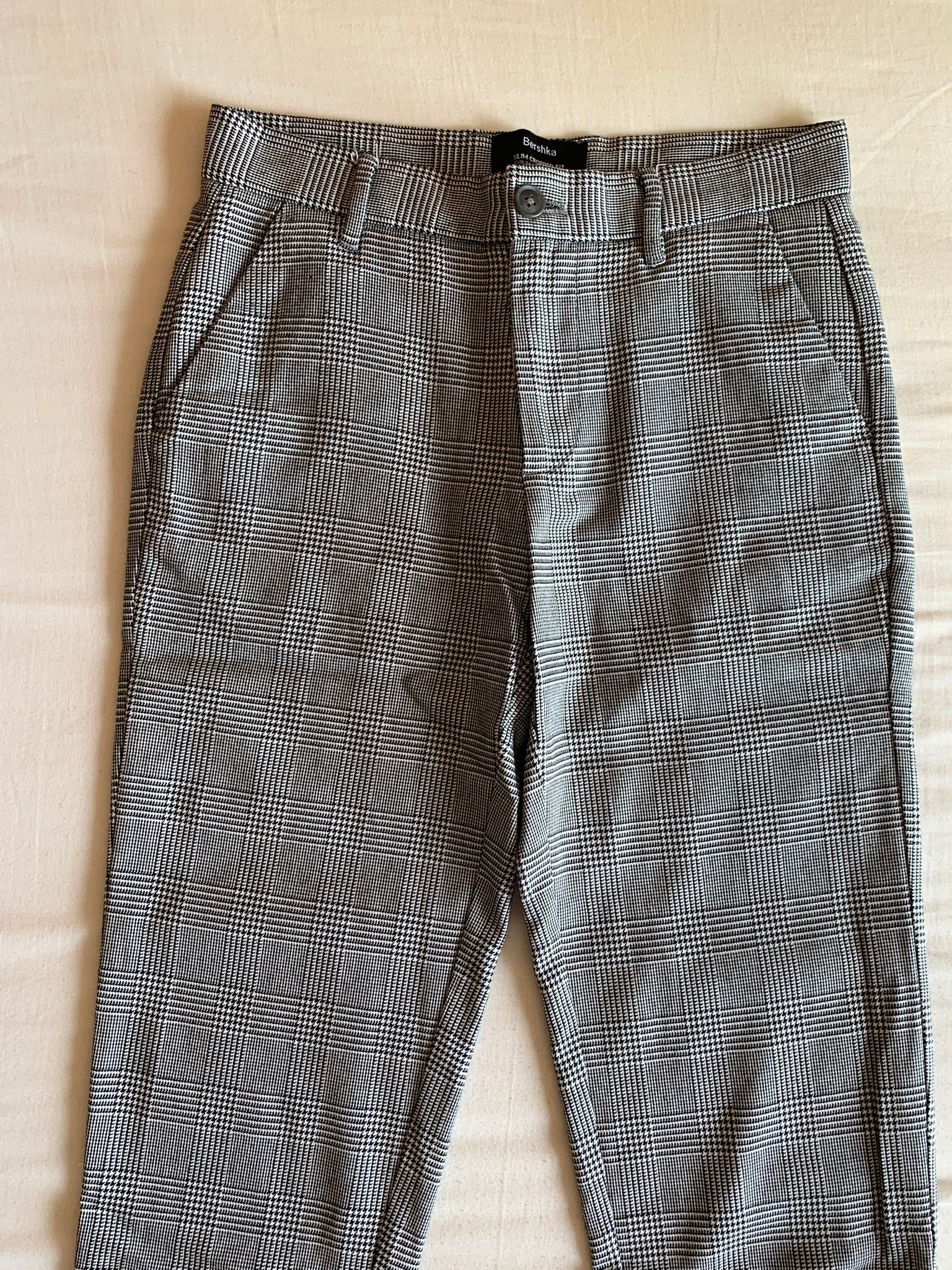 Pantalón Bershka Cuadros Príncipe de Gales Cropped
