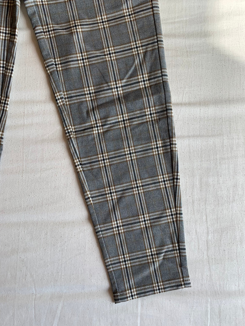 Pantalón Cuadros Skinny Cropped "Gris"