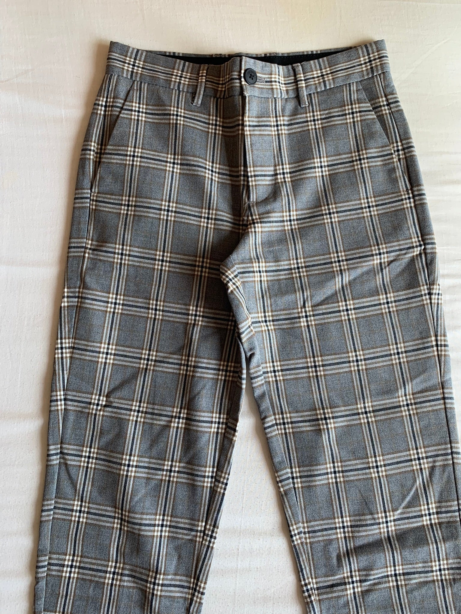 Pantalón Bershka Cuadros Skinny Cropped