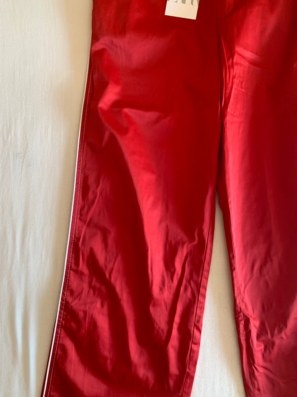 Pantalón Track Zara Satinado Rojo