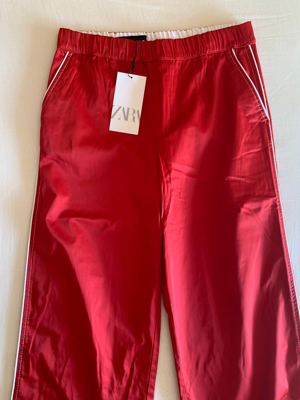 Pantalón Track Zara Satinado Rojo