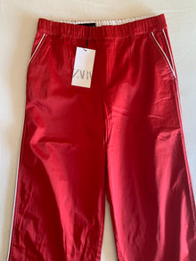 Pantalón Track Zara Satinado Rojo