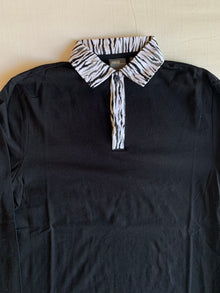 Polo ASOS Negro Cuello Cebra